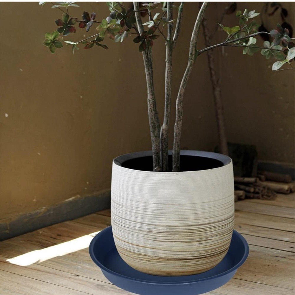 Bleuhome 14 inch Plant Saucer Blue, Heavy Duty Plant Saucer 14 inch